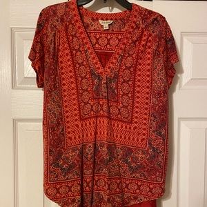 🍀Lucky Brand red patterned top🍀